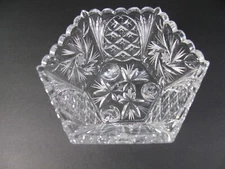 Vintage Crystalex Bohemian Cut Lead Crystal 5.25” Footed Bowl Pinwheel Pattern