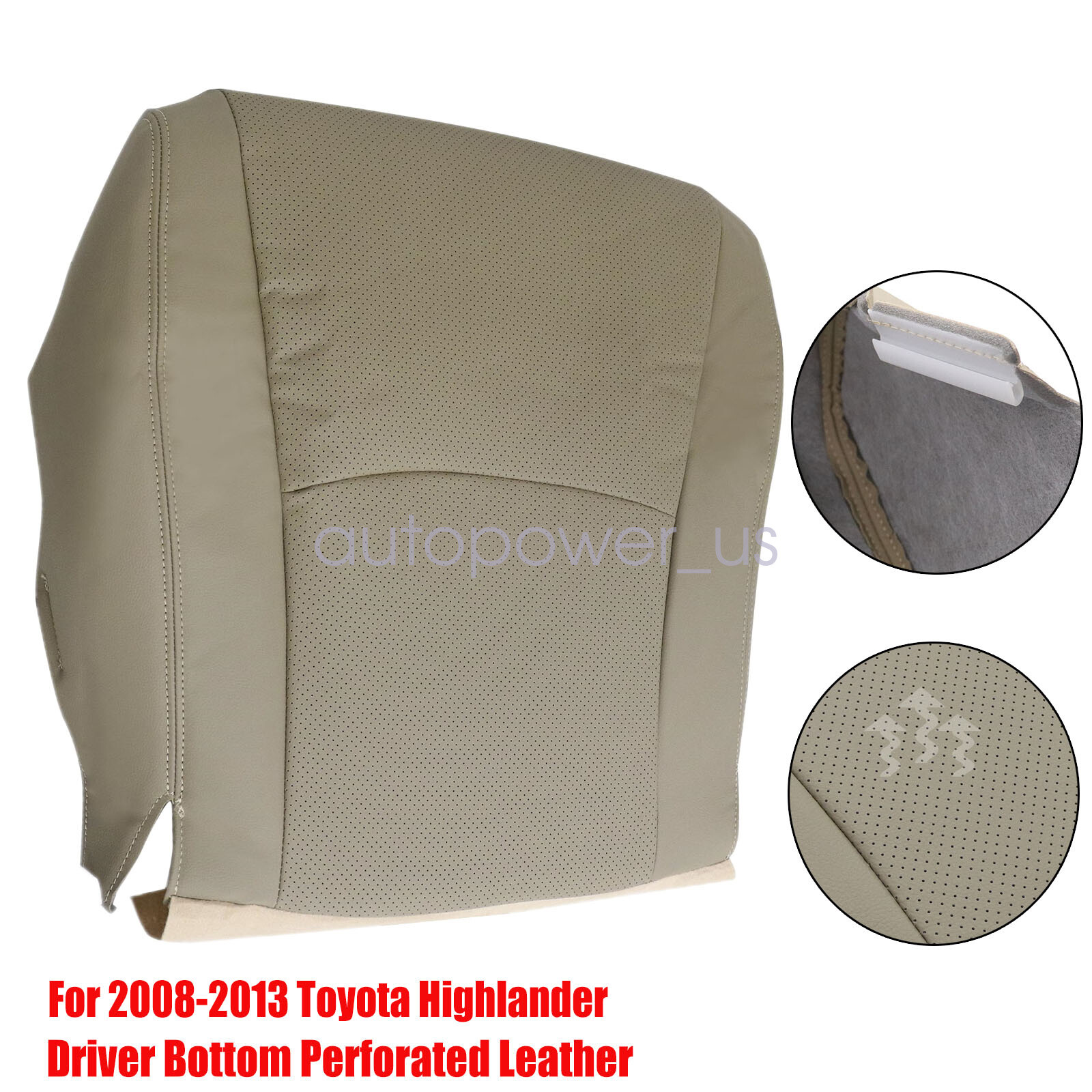 For 2004-2008 Toyota Highlander Driver Side Bottom Leather Seat Cover Tan PERF