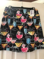 NWT Ladies B SKINZ COCKTAILS BLACK Golf Tennis Pull on Knit Skort S  L