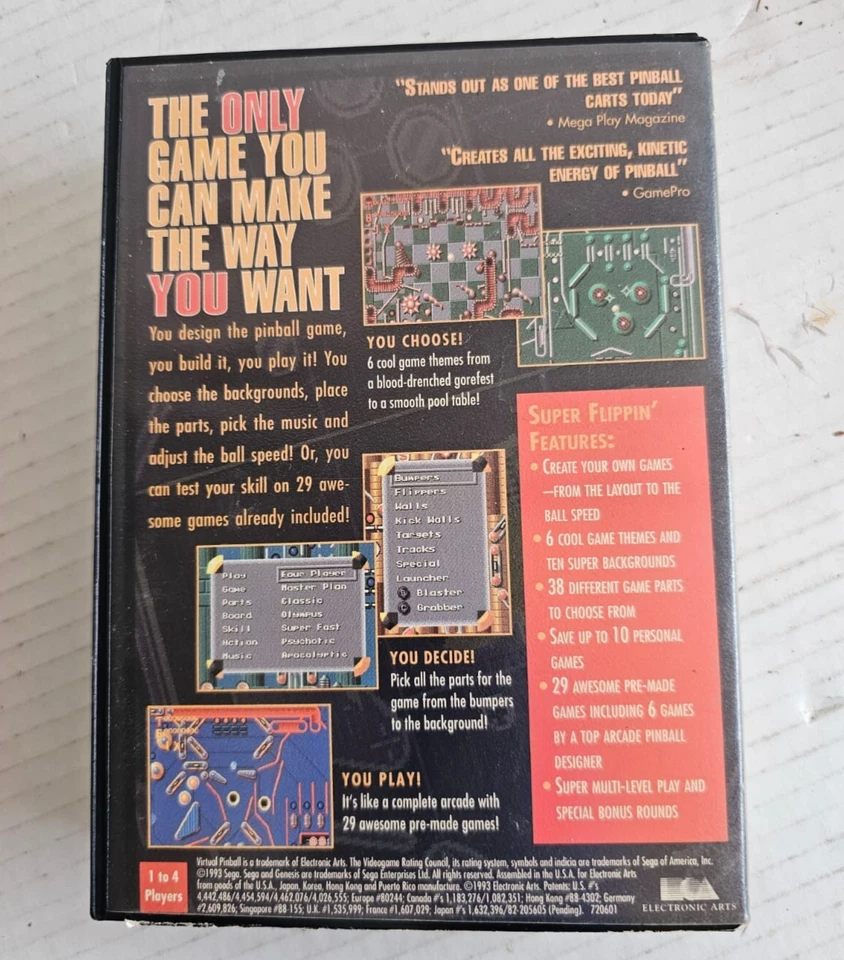 1993 Virtual Pinball Sega Genesis Video Game Cartridge Electronic Arts with Box - Image 2 of 4