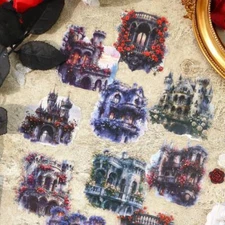 Gothic Castles Flowers PET Stickers Junk Journal Card Album Scrapbooking Craft