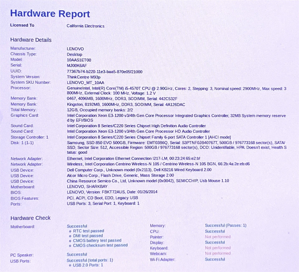 Lenovo ThinkCentre M93P Tiny i5-4570T 2.9GHz 12GB 500GB SSD Win10P PC WiFi A/C - Image 2 of 4