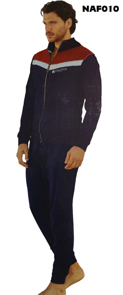 Tuta uomo primavera misto cotone manica lunga sportiva aperta mezza zip Nautica - Immagine 4 di 4