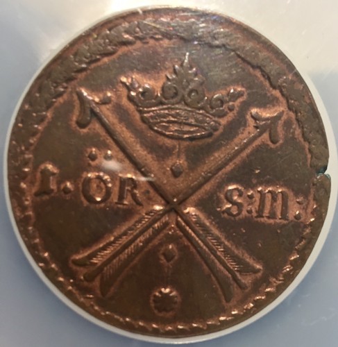Svezia. Raro 1673 oro rosa. dettagli NGC AU. KM#264. CV molto alto. - Foto 3 di 3