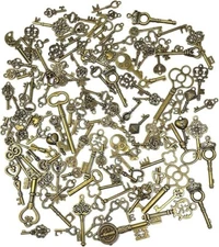 Lot Of 125 Vintage Style Antique Skeleton Furniture Cabinet Old Lock Keys Jewelr