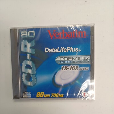 Brand New Verbatim 700MB/80 Min CD-R Disc With Case 1X-16X Speed AZO Blue Sealed