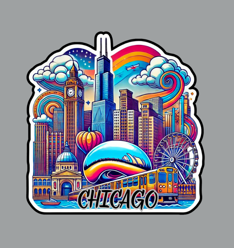 Chicago Skyline Windy City Laptop Decal Sticker
