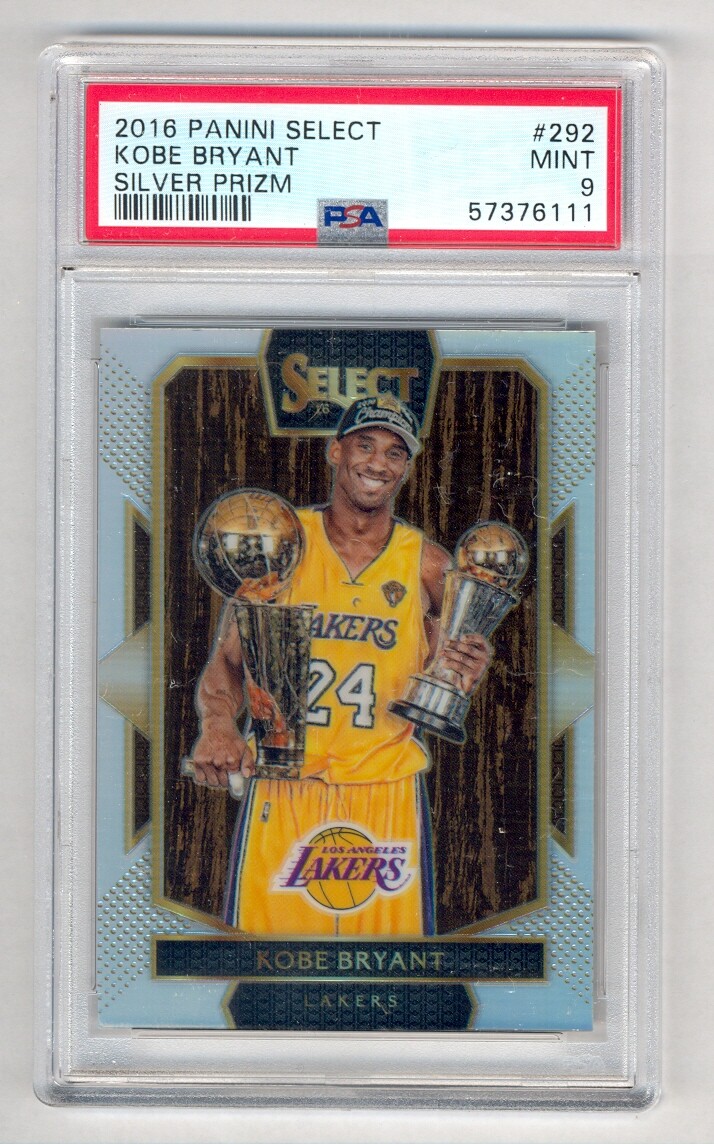 KOBE BRYANT 2016 PANINI SELECT SILVER PRIZM #292 PSA 9 MINT LAKERS