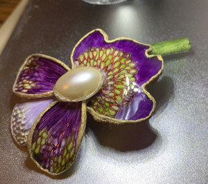 大ぶりFABRICE PARIS ブローチ Fabrice Paris Vintage Artisan Resin Flower Sculpture Pin