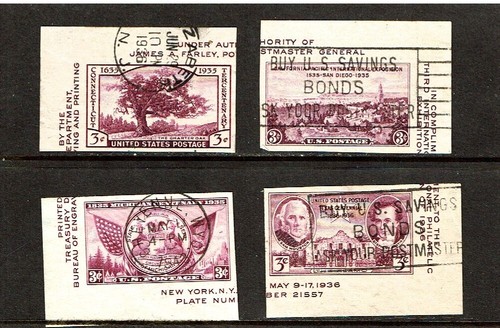 1936 U.S. Commem 3c TIPEX Philatelic Exhibition S/S Lot of 4 Sc#778a-d Used