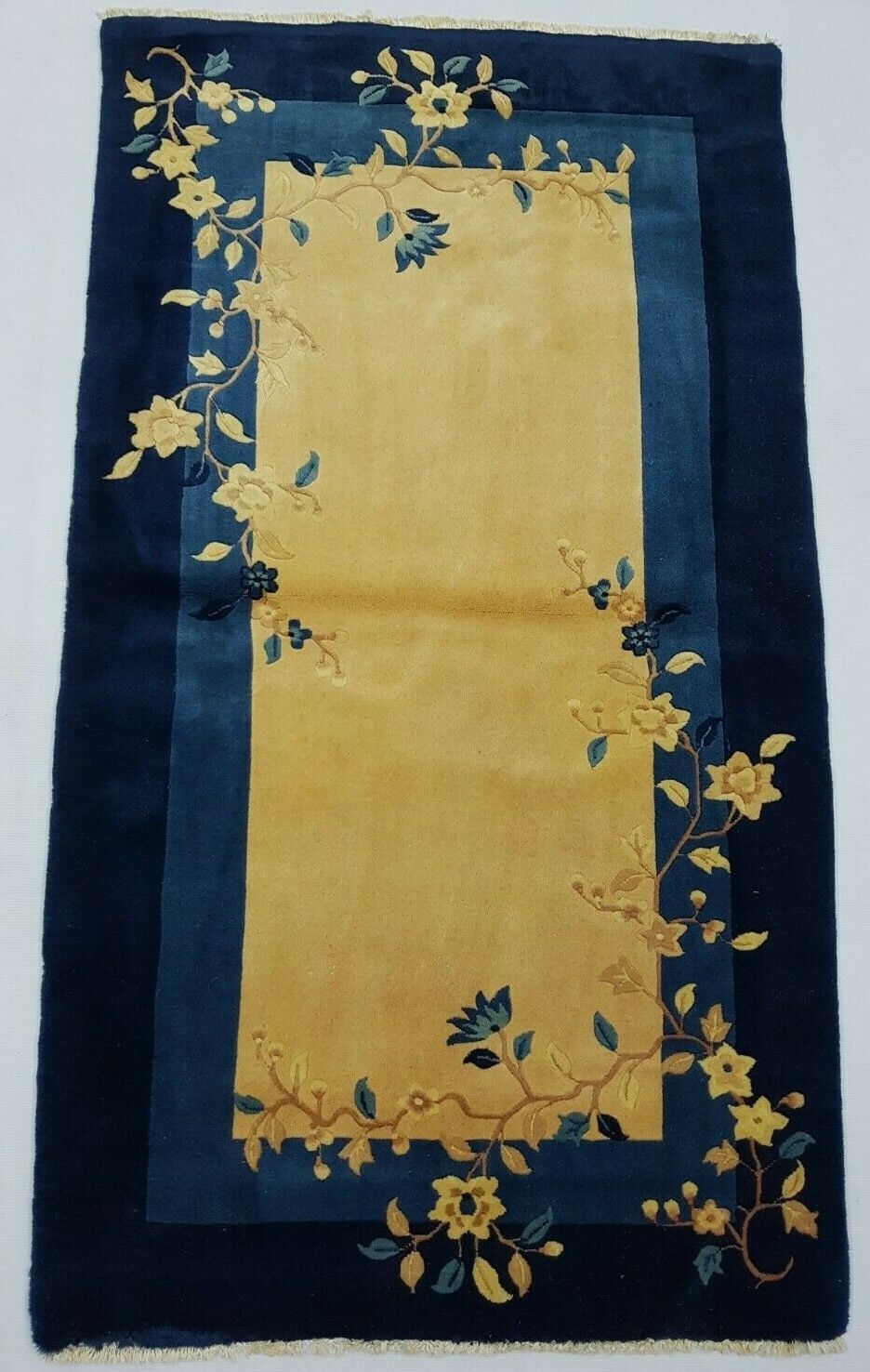 Antique Handmade Chinese Peking Tibetan Art Deco Oriental Wool Rug Carpet 190x89