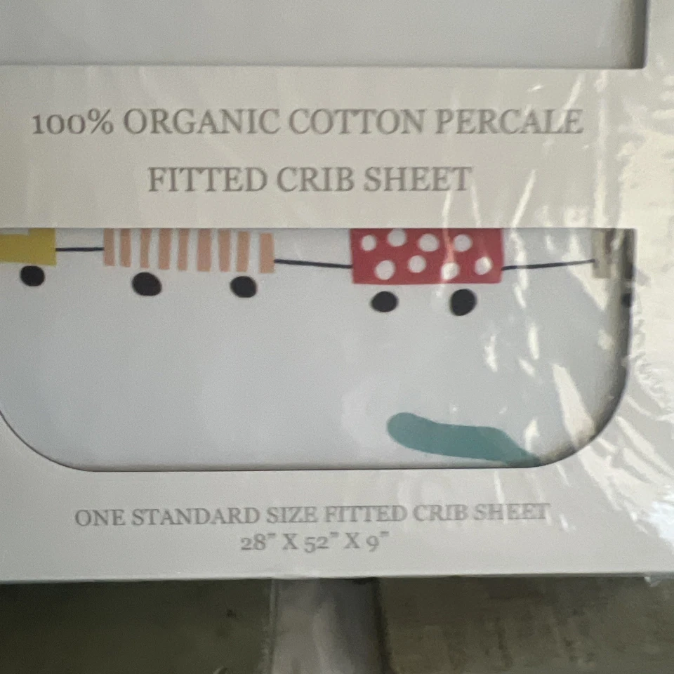 Addison Belle 100% Organic Cotton Fitted Crib Sheet Trains Print NIB And Poly - Image 4 of 4