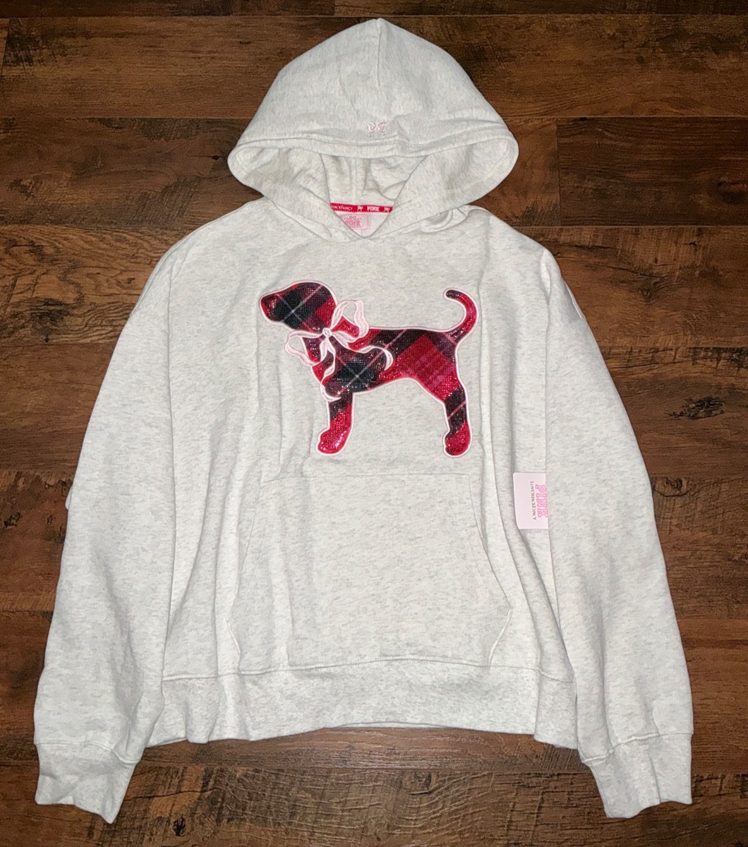 洋楽 LOVESICK - victoria's secret exclusive Victoria's Secret Pink x LoveShackFancy Bling Puppy Campus Hoodie