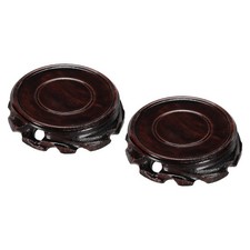Wooden Stand Holders Displays Base 80mm Diameter Black Vase Bonsai 2 Pack