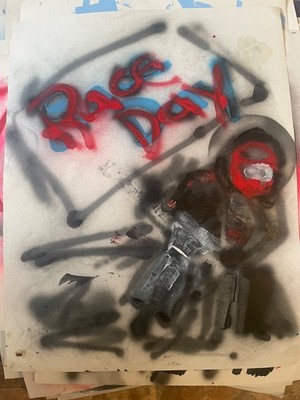 graffiti street art  motorcycle  Ody West 22x28 poster size acrylic spray