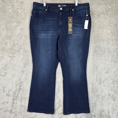 DG2 Bootcut Jeans Womens 20PW Petite Blue Dark Wash High Rise Stretch Denim