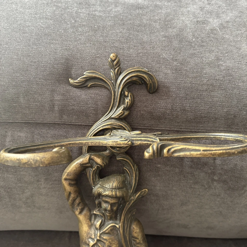 Vintage Maritime Seaman's Brass Umbrella Stand Young Man French Ornate - Image 4 of 4