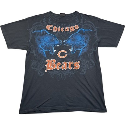 NFL T-Shirt Large Herren Schwarz Baumwolle Vintage Chicago Bears Grafik Kurzarm