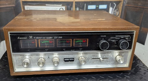 Vintage Sansui QS-500 4 channel rear amplifier with wood case