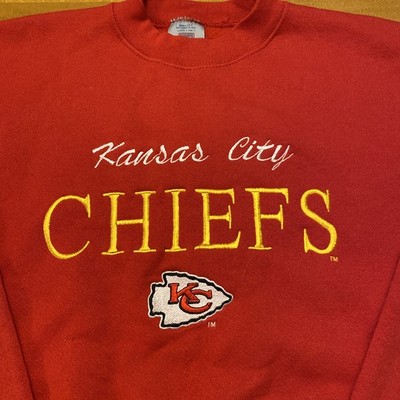 Vintage Kansas City Chiefs Logo 7 Crewneck Sweatshirt Red Size Large Embroidered