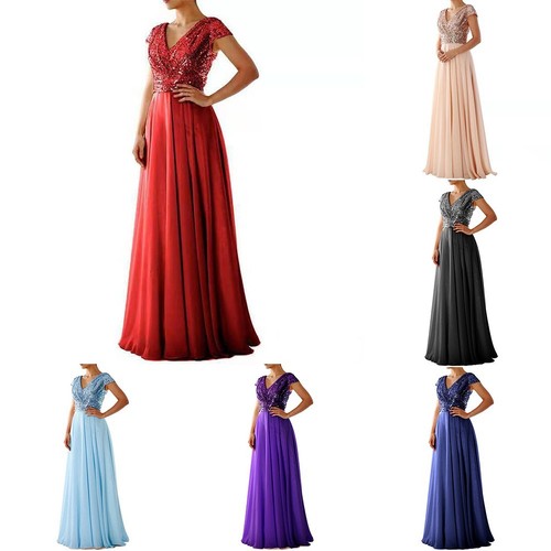 Elegant Light Blue Bridesmaid Ball Gown Evening Dress for Ladies Wedding - Picture 5 of 16
