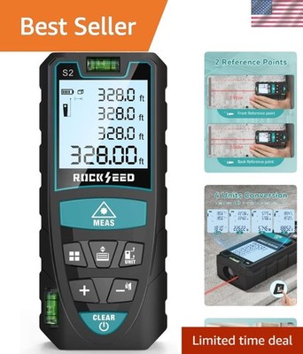 Portable Digital Laser Distance Meter with M/In/Ft Unit Switching & 328ft Range