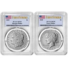2pc Set - 2025 $1 Morgan and Peace Silver Dollar PCGS MS70 FS Flag Label