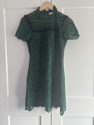 Sandro Paris Green Lace contrast detail dress size 10/2