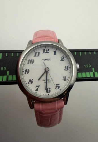 Vintage Timex Indiglo women's watch Pink Leather band  - Working