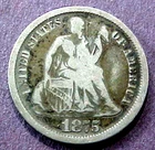 1875-CC SEATED LIBERTY DIME........MIN. BID .01 & NO RESERVE!