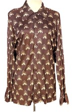 Vintage 1970s Mod Long Sleeve Dagger Collar Button Shirt Mens Psychedelic Disco