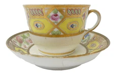 Damaged Antique Old Spode Coffee Tea Cup Large Painted Saucer White Porcelain