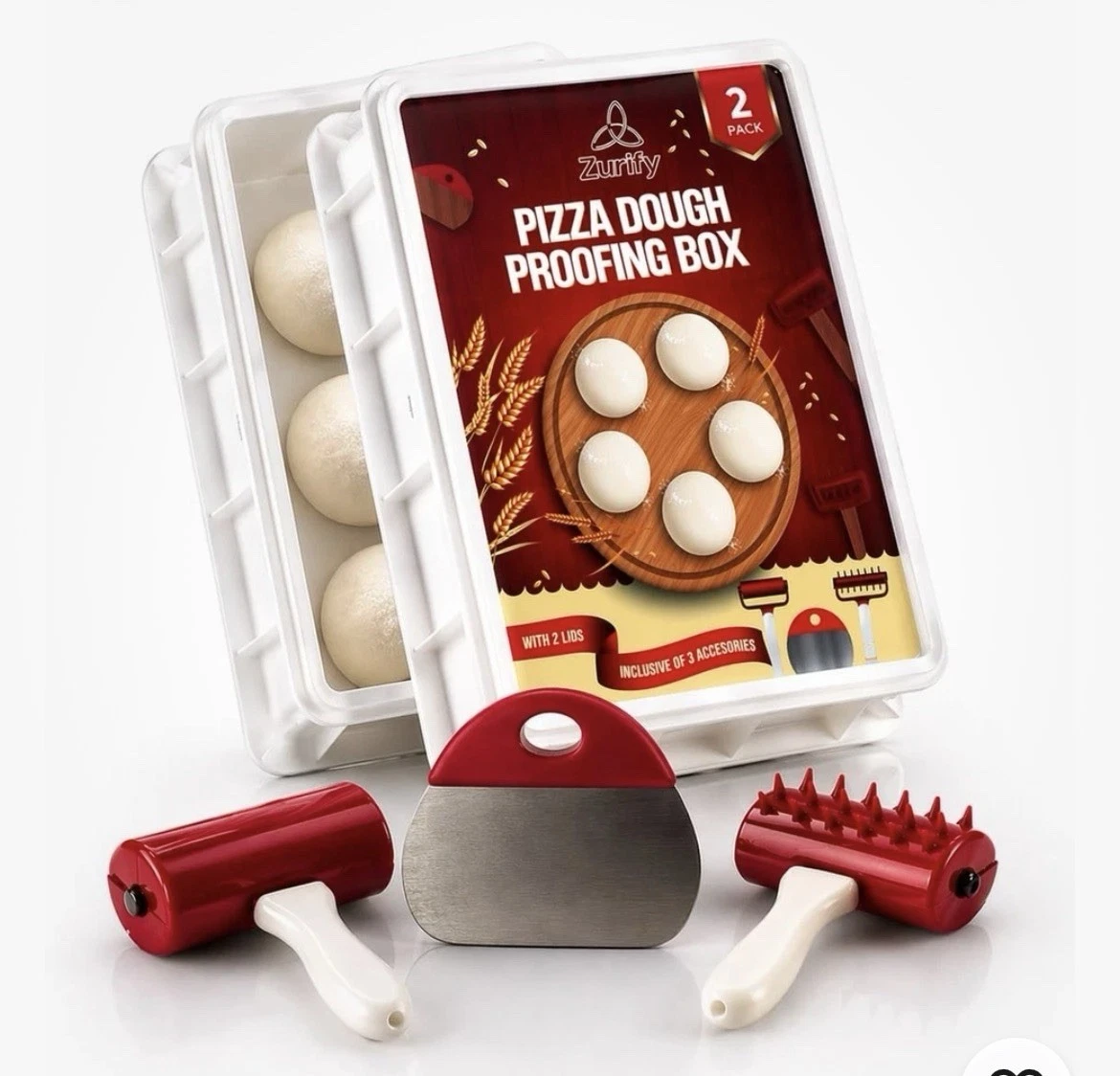 Zurify 2-Pack Pizza Dough Proofing Box System w/ 2 Lids, Stackable 17.5" & Bonus
Opens in a new wind