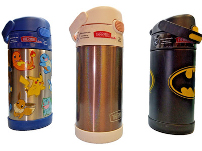 Thermos brand Water Bottle 12oz/ 355ml for Kids, Built in Straw & Handle-Various