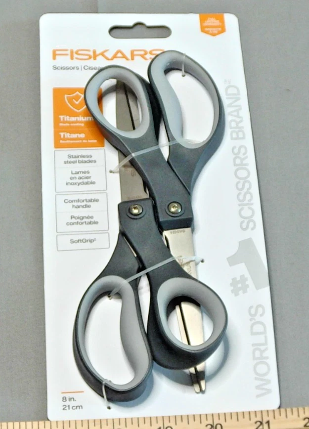 批量 5 件 Fiskars 8 英寸钛合金不粘舒适握把剪刀 - 全新 — 第 2/2 张图片