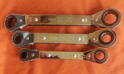 NEW Craftsman USA-3-PC Offset Box-End Ratcheting Wrench Set Metric 12 Point