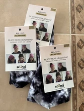 3 Pack: Scunci Everyday & Active Multi-Wear Headwrap Black & White Hairband Hat