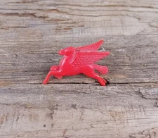 Vintage MOBIL OIL GAS Red Plastic Pegasus Flying Horse Logo Charm/Pendant