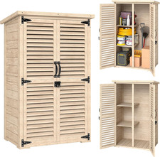 Armadio Da Esterno Portaoggetti a 2 Ripiani Con Picchetti E Tetto Inclinato, Cas