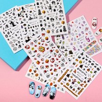 6Pcs Frauen Kinder Halloween KüRbis SchäDel FledermäUse Aufkleber Nagel