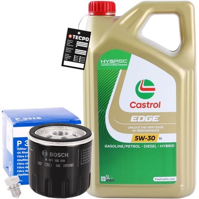 BOSCH ÖLFILTER + 5 LITER CASTROL EDGE TITANIUM 5W-30 LL MOTORÖL 504.00 507.00