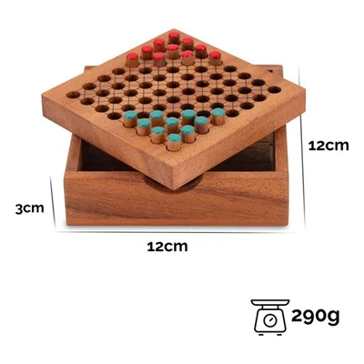 Halma Reisespiel – klassisches Strategiespiel im Mini-Holzkasten für 2 Spieler G - Bild 1 von 4