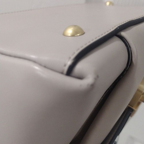 Samantha Thavasa Always Happiest Grey & Gold Handbag - Zipper Closure -Authentic - Picture 11 of 13