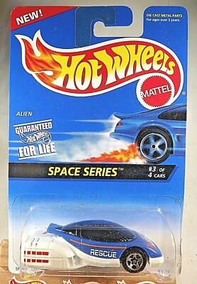 1996 Hot Wheels #390 Space Series 3/4 ALIEN Blue/White w/Chrome 5 Spoke Wheels