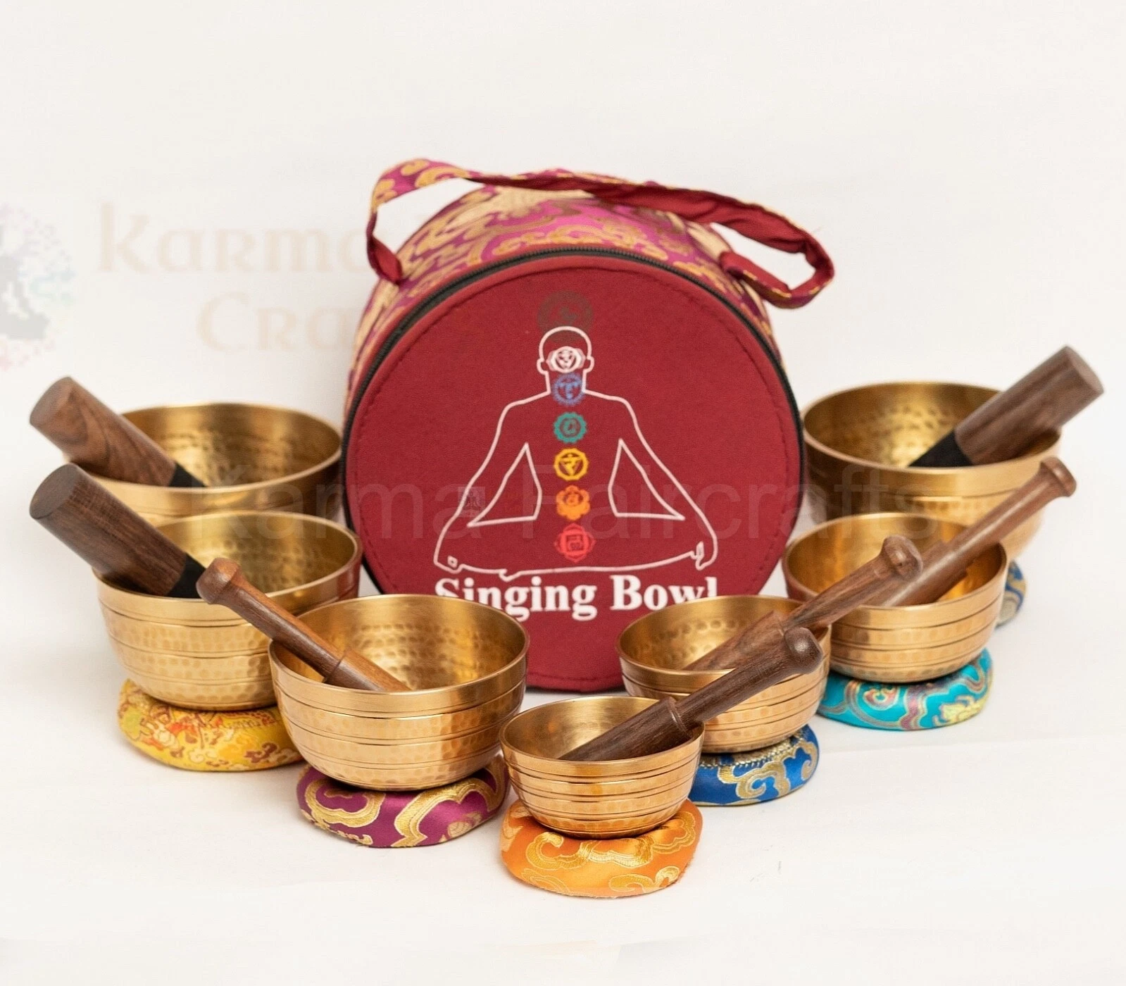 Chakra Healing Singing Bowl Set of 7 Hand Hammered Tibetan Sound Meditation Bowl