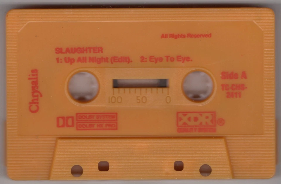 1990 MUSIC AUDIO CASSETTE TAPE SINGLE [CASSINGLE: UP ALL NIGHT] GROUP: SLAUGHTER - Image 4 of 4