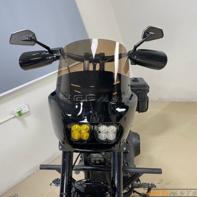 Front Fairing Windshield For Harley Fat Bob FXFB FXFBS Baja LED Lights 2018-2024