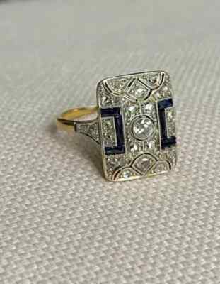 Vintage Art Deco Round Lab Created Diamond Wedding Ring 14K Yellow Gold Plated