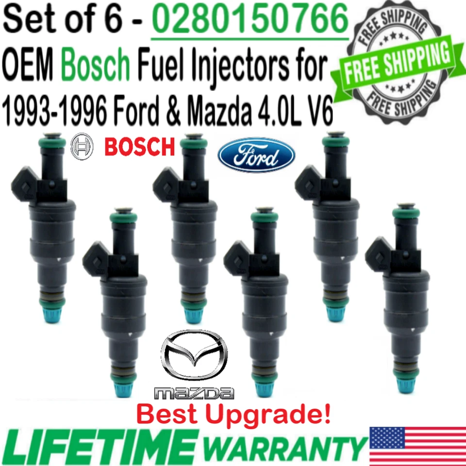 6Pcs Genuine Bosch HP Upgrade Fuel Injectors For 1993-1996 Ford Explorer 4.0L V6 - Imagem 4 de 4
