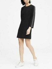 BANANA REPUBLIC Side- Stripe NEW Shift Dress Women Sz 0 Black Mini Dress $128